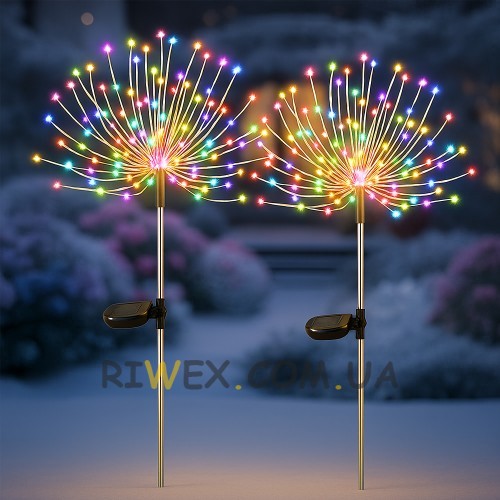 Світлодіодний садовий світильник «Кульбаба» 90 см, 120 LED на сонячній батареї, Мультиколір (4389)