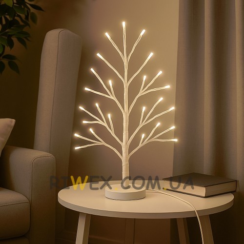 Светодиодная декоративная гирлянда «Белое дерево» 60 см 80 диодов 220В Белое свечение (4389)