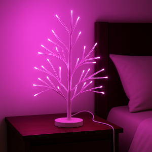 Світлодіодна декоративна гірлянда "Біле дерево" 60 см 80 діодів 220В Рожеве світіння (4389)