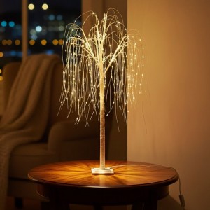 Новогоднее декоративное дерево-гирлянда “Ива” 60 см, 48 LED, Теплый белый (4389)