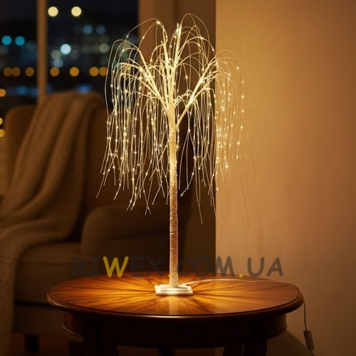 Новорічне декоративне дерево-гірлянда “Верба” 60 см, 48 LED, Теплий білий (4389)