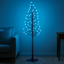 Декоратиивна світлодіодна підлогова гірлянда на підсавці дерево "Сакура" 150 см 215 діодів Синє світіння (4389)