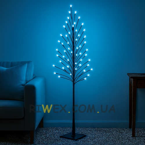Декоратиивна світлодіодна підлогова гірлянда на підсавці дерево "Сакура" 150 см 215 діодів Синє світіння (4389)