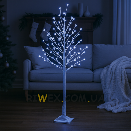 Світлодіодна декоративна гірлянда дерево «Сакура» 150 см 215 діодів 24В Синє світіння (4389)