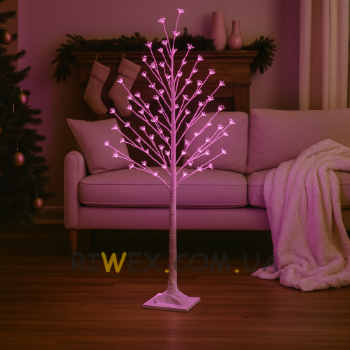 Світлодіодна декоративна гірлянда дерево «Сакура» 150 см 215 діодів 24В Рожеве світіння (4389)