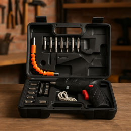 Аккумуляторный шуруповерт с насадками в кейсе Tuoye Tools 1013 47в1 Type-C Черный (AMN)