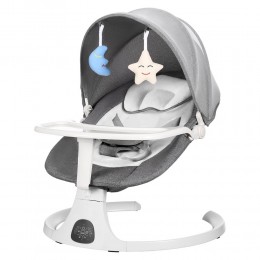Убаюкивающий шезлонг 2в1 со столешницей, управление через APP и пульт, от рождения, Серо-белый (509)