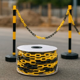 Ланцюг пластмасовий обмежувальний 6 мм чорно-жовтий (бухта 25 м) P-1784 (JS) Ланцюг пластмасовий обмежувальний 6 мм чорно-жовтий (бухта 25 м) P-1784 (JS)