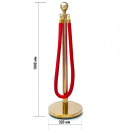 Металлическая золотая стойка ограждения с красным канатом, длина 1,5м Р-1879 (JS)
