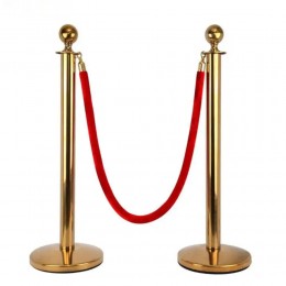 Металева золота стійка огорожі з червоним канатом, довжина 1,5 м Р-1879 (JS)