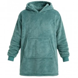 Теплый халат-плед толстовка с капюшоном 80х100 см Унисекс, HUGGLE HOODIE Зеленый