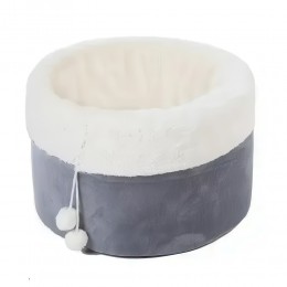 М'яка лежанка будиночок з іграшкою для кішок і собак 48 х 28 см кругла ліжечко для тварин Сірий (626)