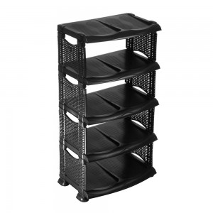 Підлогова полиця-органайзер для взуття на 5 відділень R-Plastic "Ротанг" Чорний (DRK)