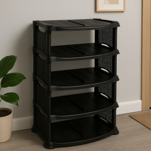 Підлогова полиця-органайзер для взуття на 5 відділень R-Plastic "Ротанг" Чорний (DRK)