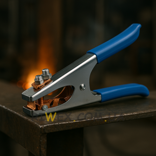 Клемма зажима 500А с синими резиновыми ручками длина 20,5 см для сварочного аппарата 1030 (JS)