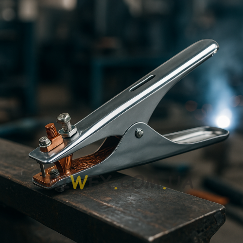 Клемма зажима 500А хромированная, 21 см для сварочного аппарата 964 (JS)