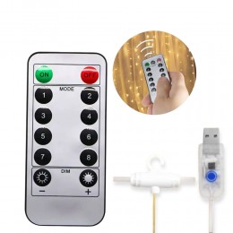 Світлодіодна гірлянда-штора роса “Завіса” MA743 warmwhite, 3×6 м з 600 LED, USB, пульт, Теплий білий (ARSH)