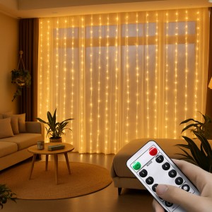 Світлодіодна гірлянда-штора роса “Завіса” MA743 warmwhite, 3×6 м з 600 LED, USB, пульт, Теплий білий (ARSH)