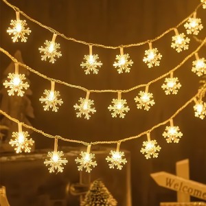 Світлоідодна LED гірлянда "Сніжинки" 3 метри на 3 АА батарейках Теплий білий (ARSH)