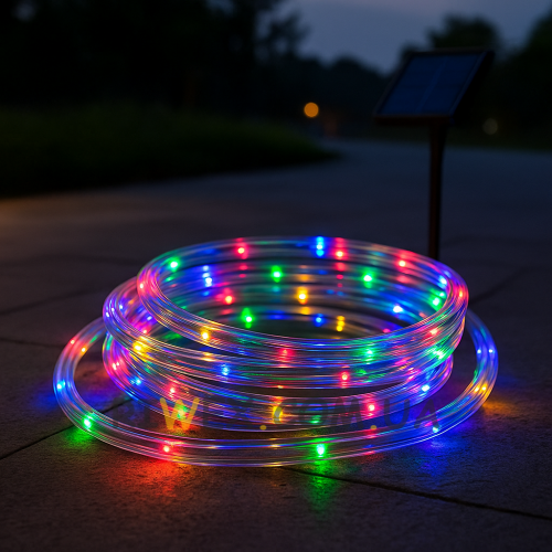 Світлоідодна LED гірлянда "Трубка" 10 метрів 100 LED на сонячній батареї LU993multi Мульти (ARSH)