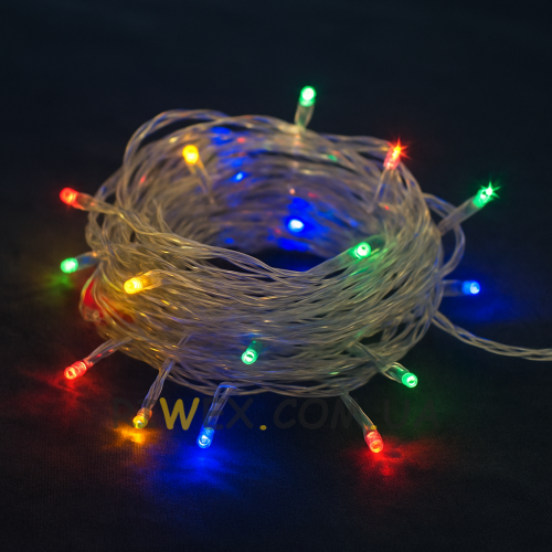 Світлодіодна гірлянда на 100 LED 10 м білий дріт 220V LU990multi Мульти (ARSH)