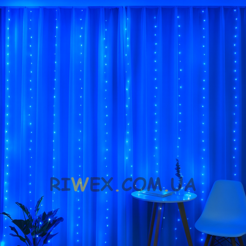 Світлодіодна святкова гірлянда водоспад 3×2 м, 240 LED, 220В Модель MA131, Синій (ARSH)