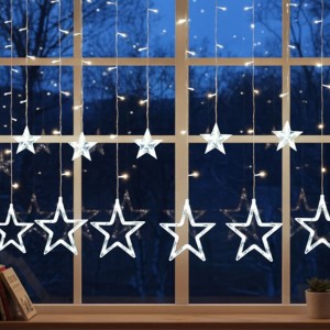 Світлодіодна святкова гірлянда-штора з фігурами зірок Зорепад 138LED 2,5 м Біла (ARSH) Світлодіодна святкова гірлянда-штора з фігурами зірок Зорепад 138LED 2,5 м Біла (ARSH)