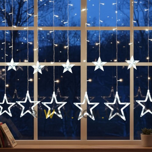 Світлодіодна святкова гірлянда-штора з фігурами зірок Зорепад 138LED 2,5 м Біла (ARSH)