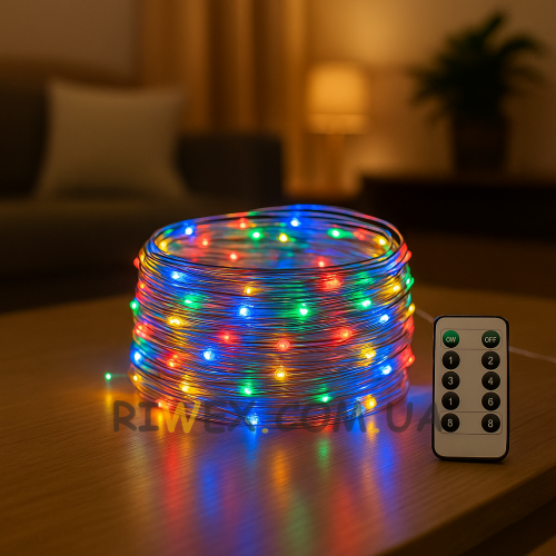 Декоративна світлодіодна гірлянда "Роса" LU988multi з USB і пультом керування 400 LED 40 м Мульти (ARSH)