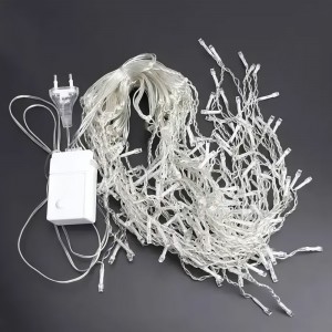 Світлодіодна декоративна гірлянда-бахрома 3×0,5 м, 120 LED, мультиколір, прозорий шнур (ARSH)