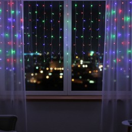 Світлодіодна декоративна гірлянда-бахрома 3×0,5 м, 120 LED, мультиколір, прозорий шнур (ARSH)