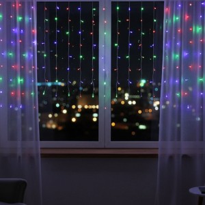 Світлодіодна декоративна гірлянда-бахрома 3×0,5 м, 120 LED, мультиколір, прозорий шнур (ARSH)