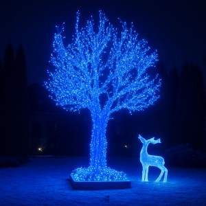 Декоративная уличная гирлянда 800 LED диодов 50 метров 220V (голубой цвет, зеленый провод) 800lblue (ARSH)