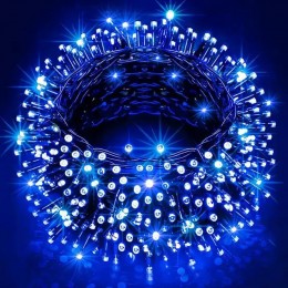 Декоративна вулична гірлянда 800 LED діодів 50 метрів 220V (блакитний колір, зелений провід) 800lblue (ARSH)