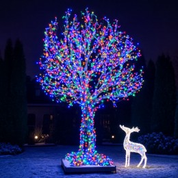 Декоративна вулична гірлянда 800 LED діодів 50 метрів 220V (мультиколір, зелений провід) 800lmulti (ARSH)