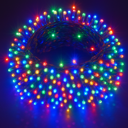 Декоративна вулична гірлянда 800 LED діодів 50 метрів 220V (мультиколір, зелений провід) 800lmulti (ARSH)
