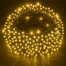 Декоративна вулична гірлянда 800 LED діодів 50 метрів 220V (теплий білий, зелений провід) 800lwarmwhite (ARSH)