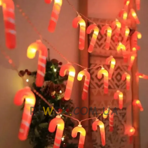 Гірлянда новорічна світлодіодна фігурка в формі льодяника USB ma409WW "Льодяники" 3м Теплий білий (ARSH)