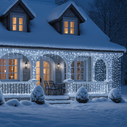 Декоративна вулична гірлянда-нитка 800 LED, 45 м, 220V, перемикач режимів, Білий (ARSH)