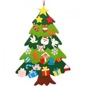 Ялинка з фетру з іграшками на липучці 95 х 70 см/25 іграшок Салатовий-зелений