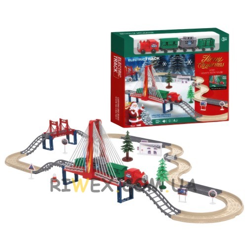 Детская игрушка новогодний рождественский поезд железная дорога «Merry Christmas» 9263-1C (AX)