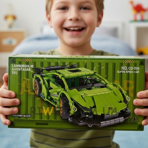 Блочний набір для збирання спортивного авто Building Block CD-204 з наліпками (AX)