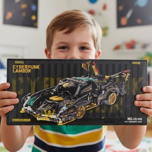 Блочный набор для сборки спортивного авто Building Block CD-203 с наклейками (AX)