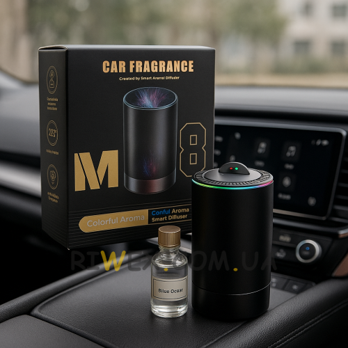 Автомобільний електронний дифузор M88 із підсвіткою та парфумом "Blue Ocean" з подарунковою упаковкою (AX)
