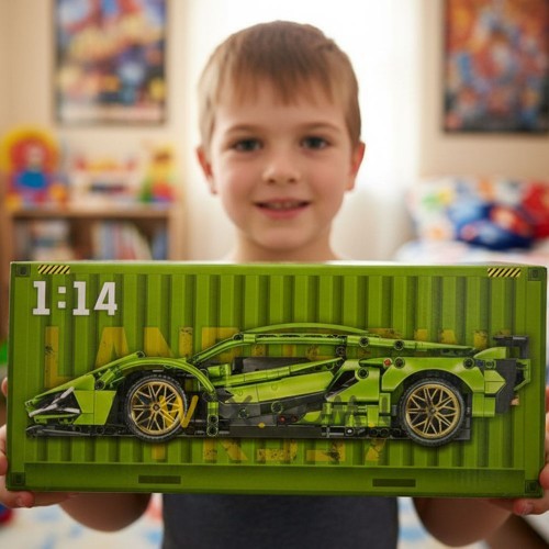 Блочный набор для сборки спортивного авто Cyberpunk Lambor CD-207 с наклейками (AX)