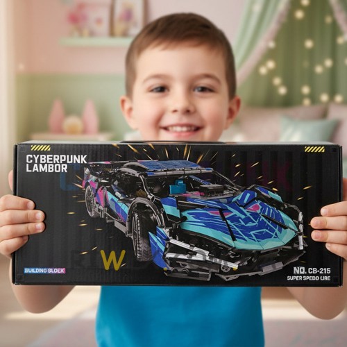 Блочный набор для сборки спортивного авто Cyberpunk Lambor CD-215 с наклейками (AX)