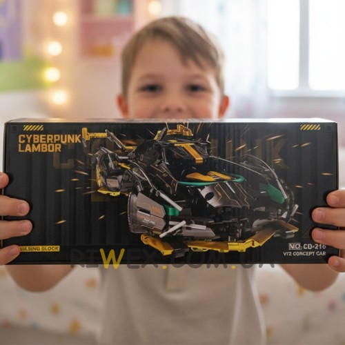Блочный набор для сборки спортивного авто Cyberpunk Lambor CD-216 с наклейками (AX)