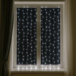 Декоративна LED гірлянда-штора прозорий провід 480 LED 220В 3х3 м Білий