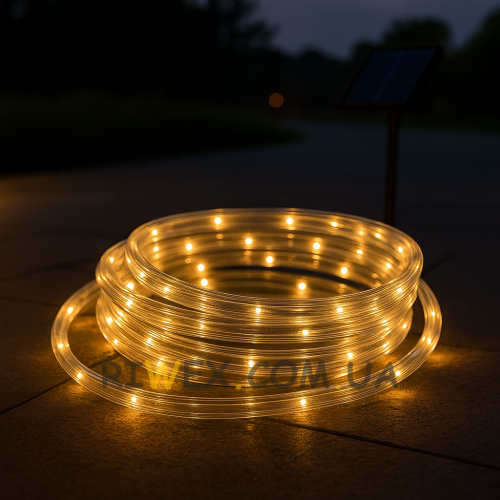 Светодиодная LED гирлянда «Трубка» 20 метров 200 LED на солнечной батарее LU994warm white Теплый белый (ARSH)