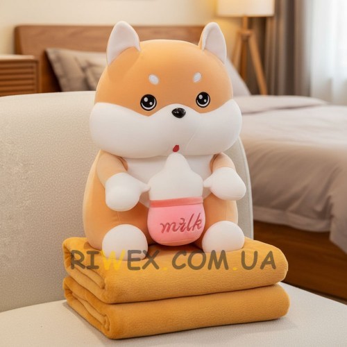 Детская игрушка-подушка MALLOORY HOME 79-9/12119 с пледом внутри Хаски Оранжевый (BOT)